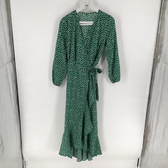 Dresses & Skirts - Green White Polka Dot Flounce Ruffle Maxi …